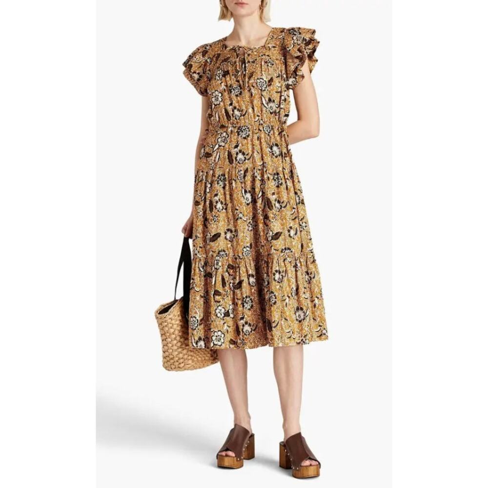 Ulla Johnson Zuma Midi Dress in Amber size 4